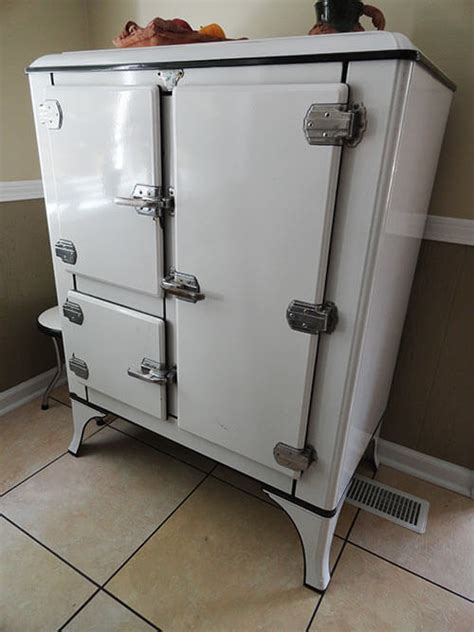 vintage looking ice box refrigerator